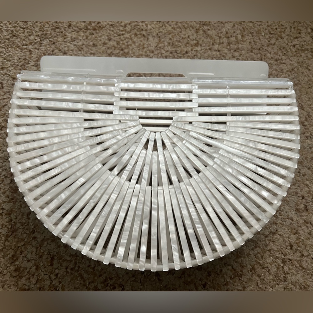 Pearl White Acrylic Top Handle Bag - Picture 2 of 7